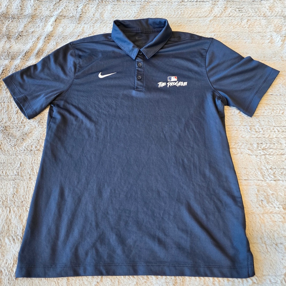 Nike MLB The Program Dri-FIT Polo Shirt Mens Medium Navy Blue Short Sleeve Golf - Picture 3 of 5